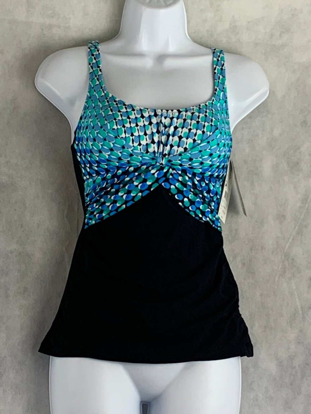 Profile by Gottex Women's Cocoon Tankini Swim Top, Blue Black, Size 6